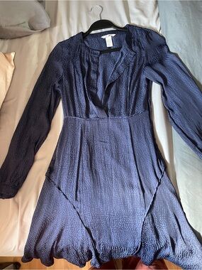 H&M Deep Navy Long-Sleeve V-Neck Dress